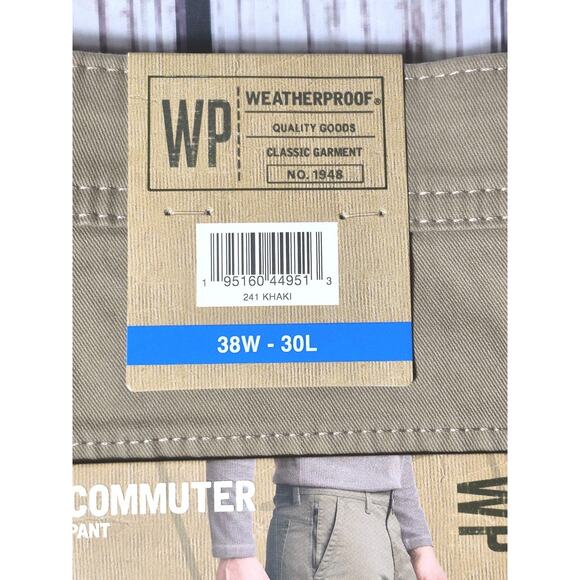 Weatherproof Commuter Pants Men's 38W-30L Khaki Stretch, Elastic Waist - Picture 2 of 9